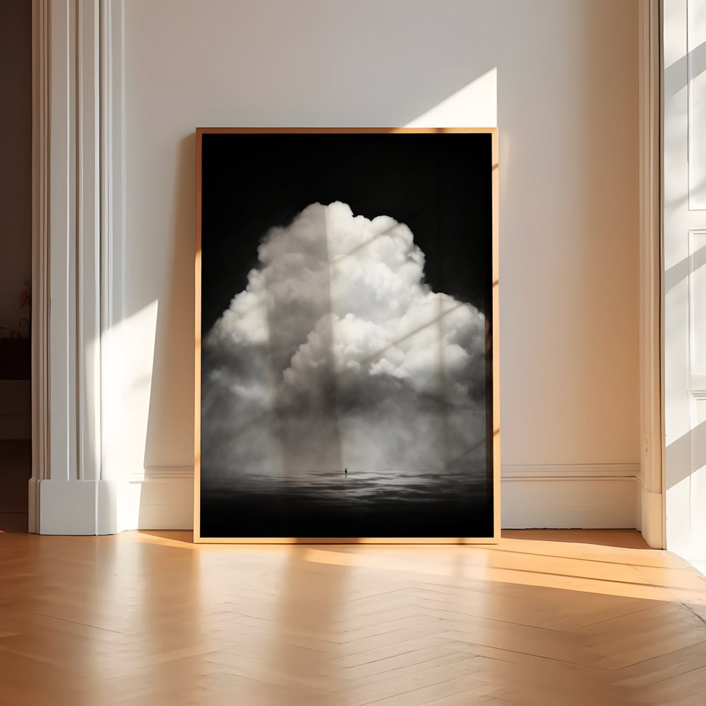 Black and White Cloud Surreal Interactive Wall Art