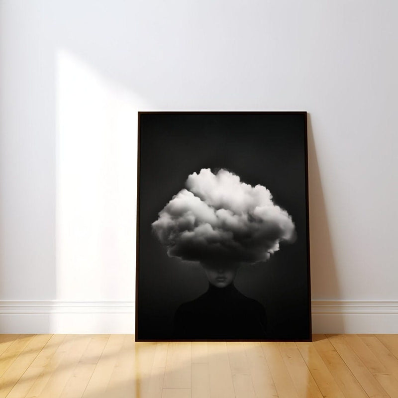 Black and White Wall Art – Surreal Cloudscape Print | Moody Monochrome Minimalist Decor