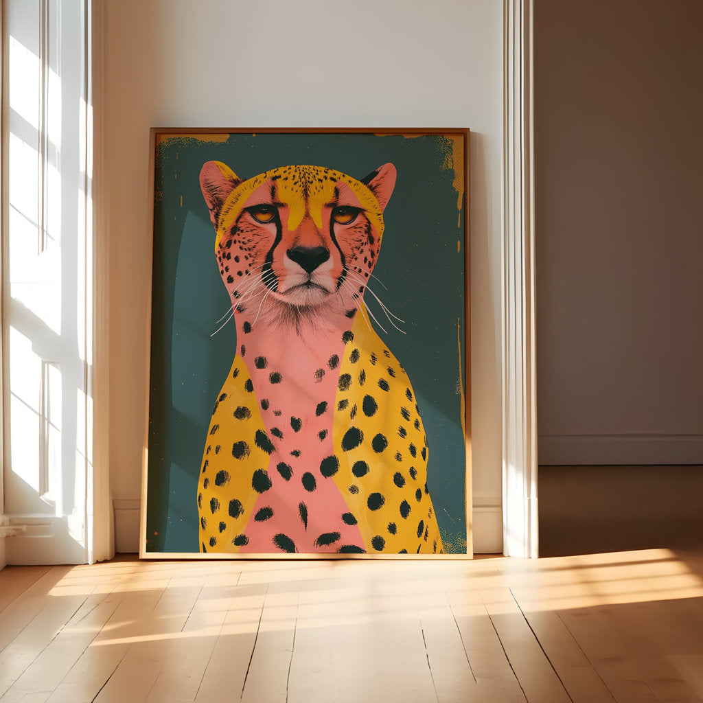 Cheetah Cats Modern Boho Art: Animal Inspired Wall Decor, Contemporary Bohemian Canvas, Chic Wildlife Print, Modern Farmhouse, Wall Art