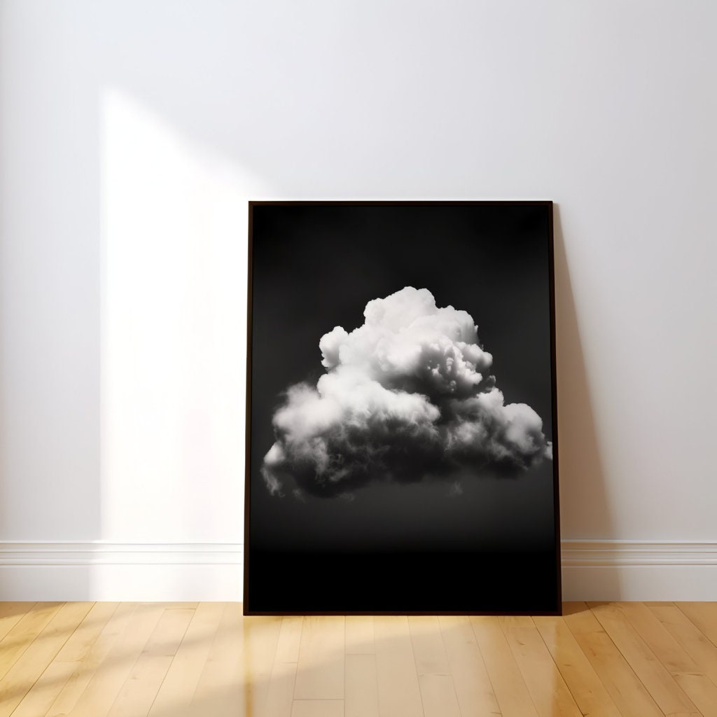 Black and White Cloud Surreal Interactive Wall Art