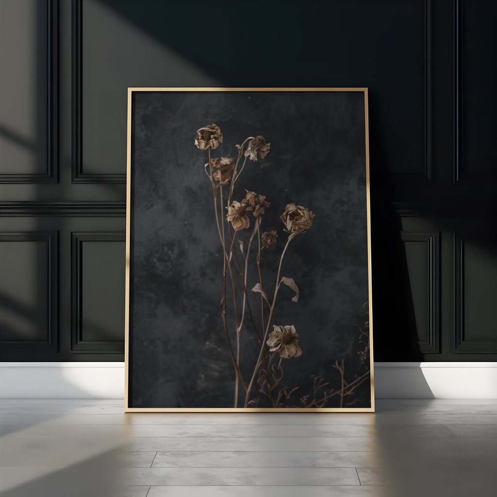 Dark Vintage Wildflower Botanical Floral Illustrations Interactive Wall Art