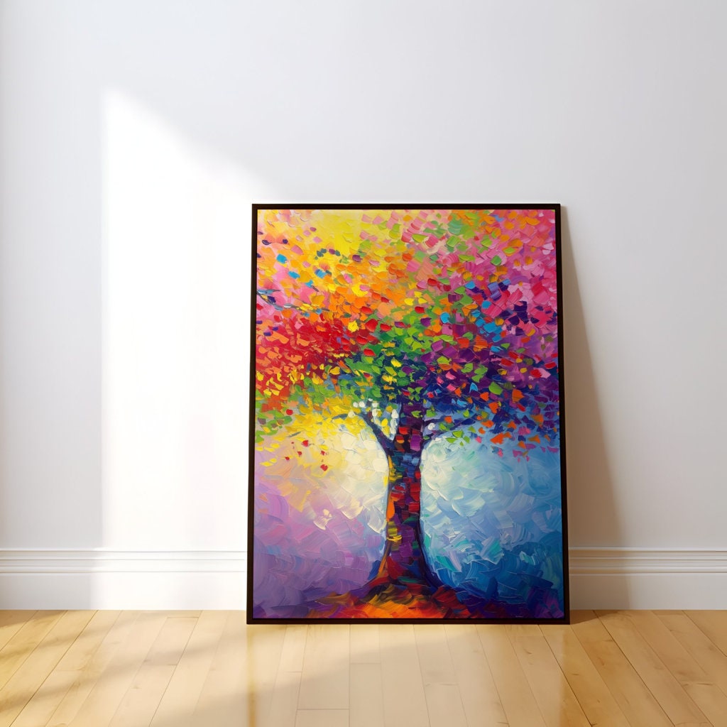 Colorful Tree Abstract Art Vibrant Interactive Wall Art