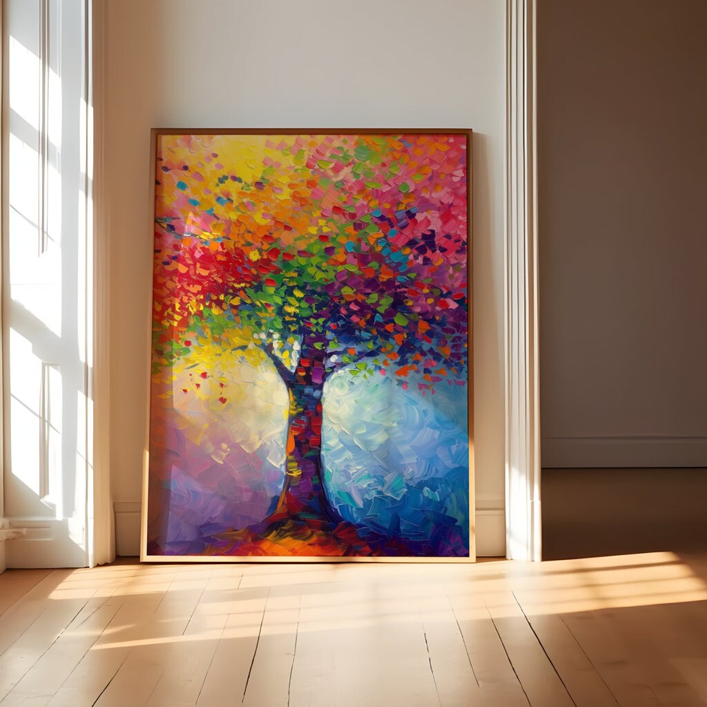 Colorful Tree Abstract Art Vibrant Interactive Wall Art