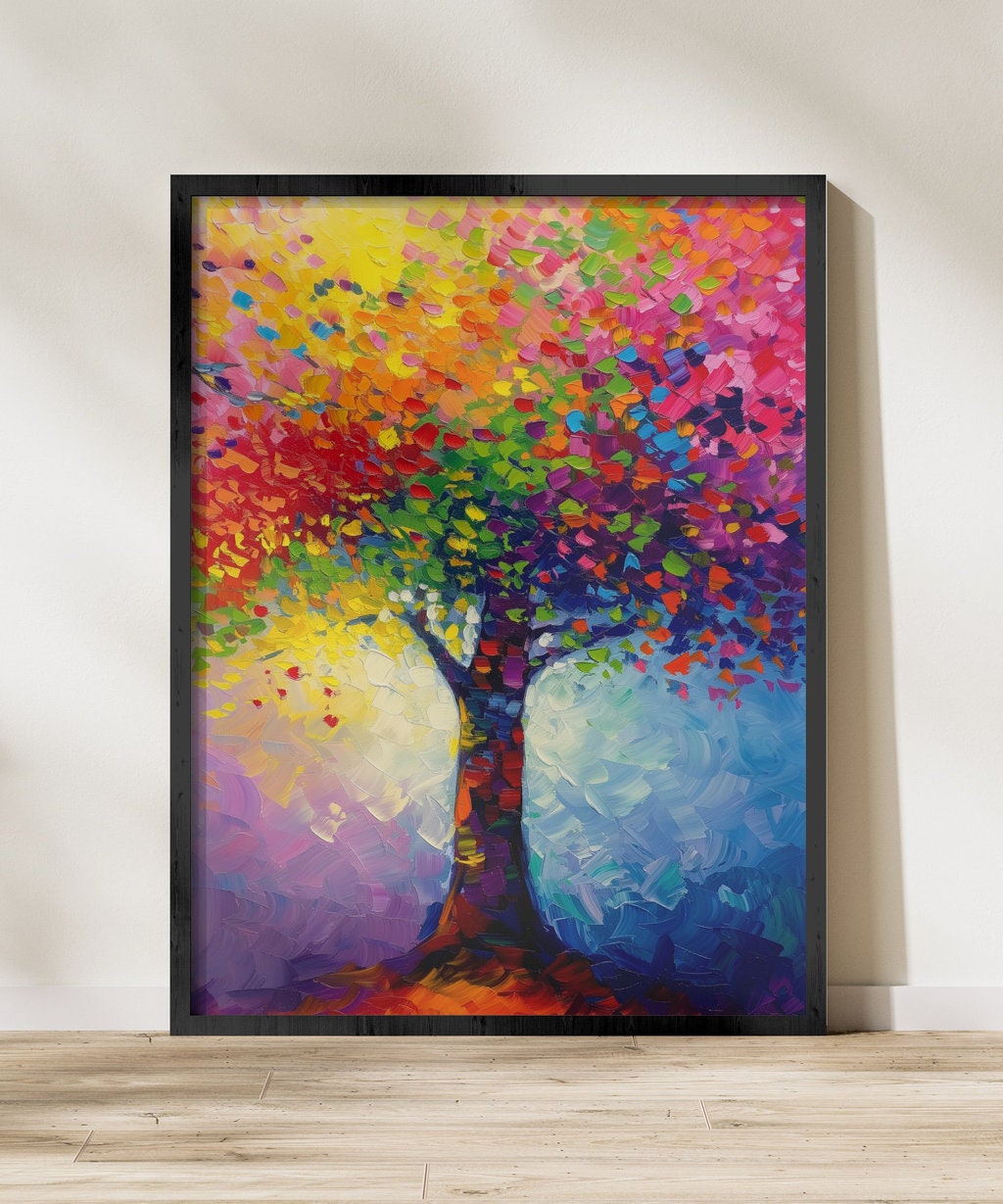 Colorful Tree Abstract Art Vibrant Interactive Wall Art