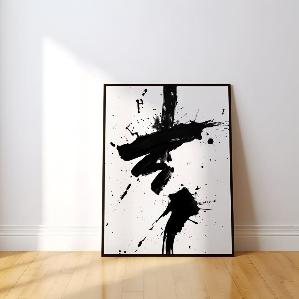 Black and White Splash Symbol Minimalist Modern Interactive Wall Art