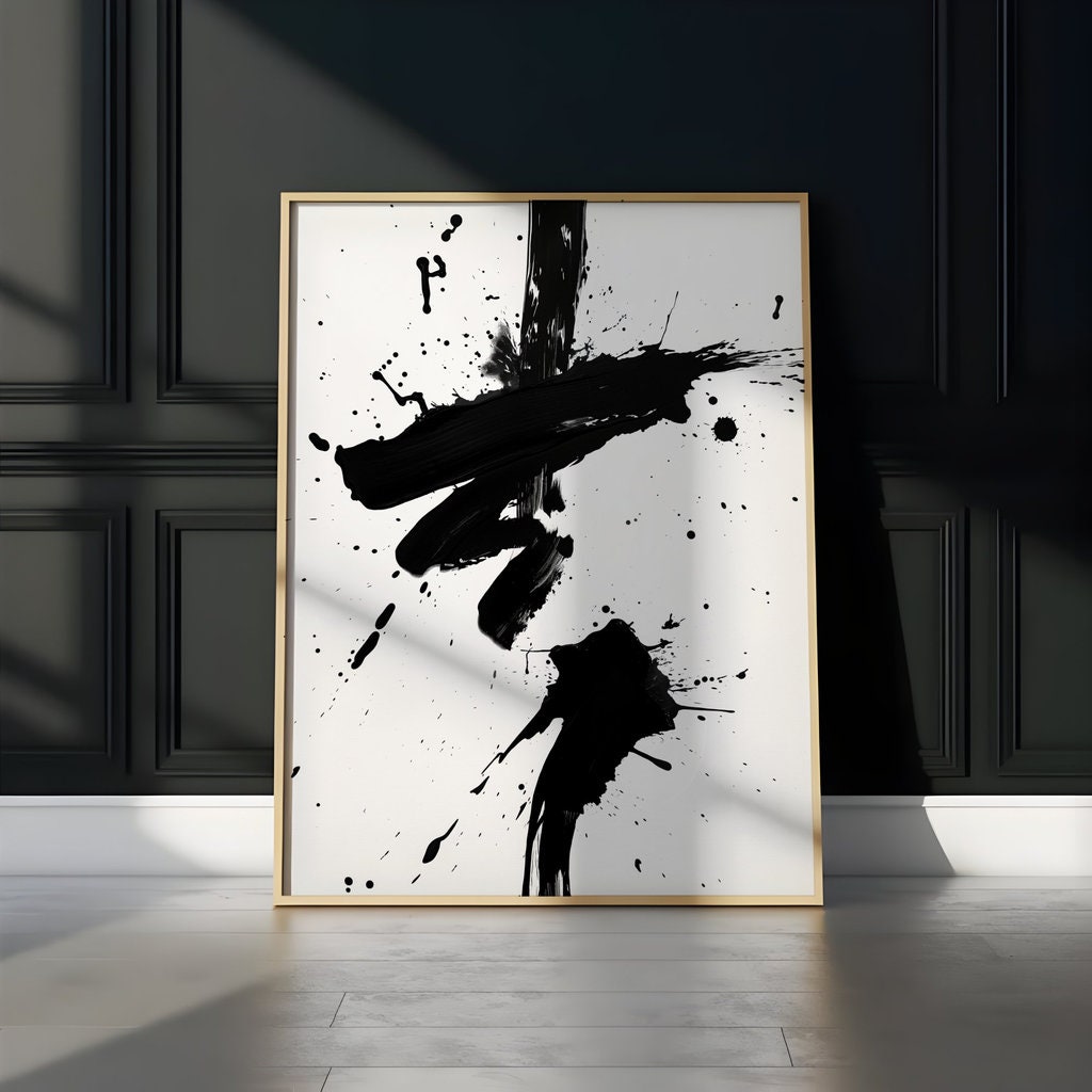 Black and White Splash Symbol Minimalist Modern Interactive Wall Art