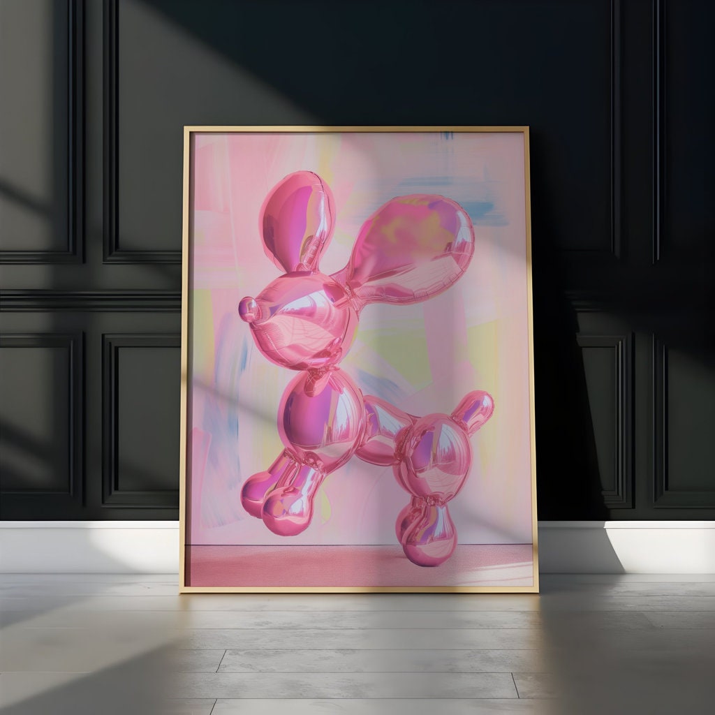 Pink Balloon Dog Preppy Pink Interactive Wall Art