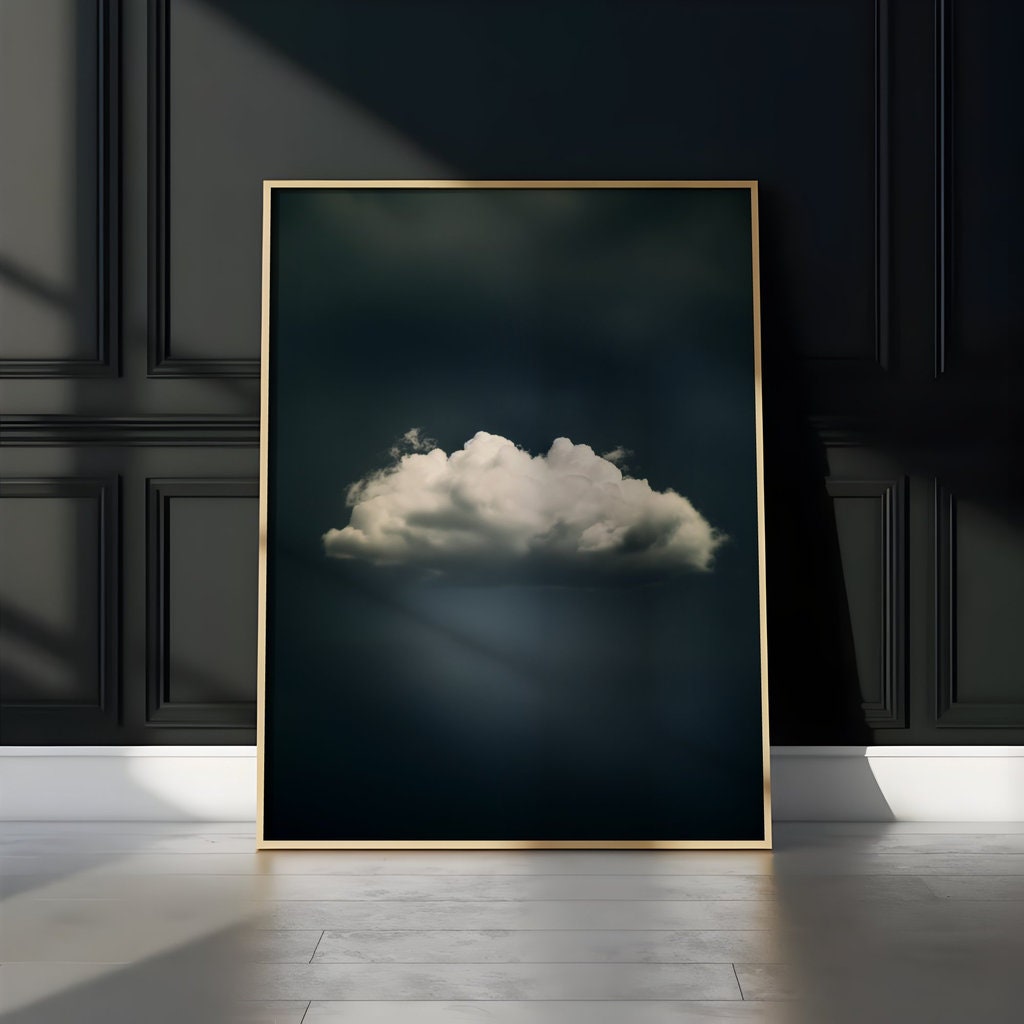 The Contemplative Sky: Vintage Moody Clouds Art | Serene & Minimalist Wall Decor