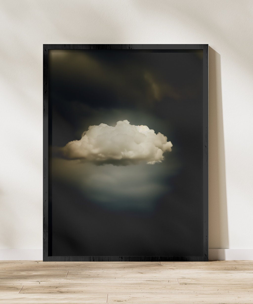 The Contemplative Sky: Vintage Moody Clouds Art | Serene & Minimalist Wall Decor