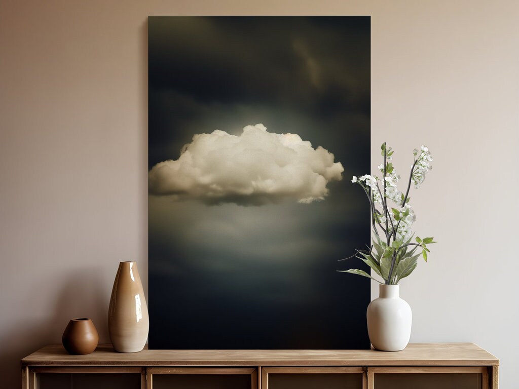 The Contemplative Sky: Vintage Moody Clouds Art | Serene & Minimalist Wall Decor