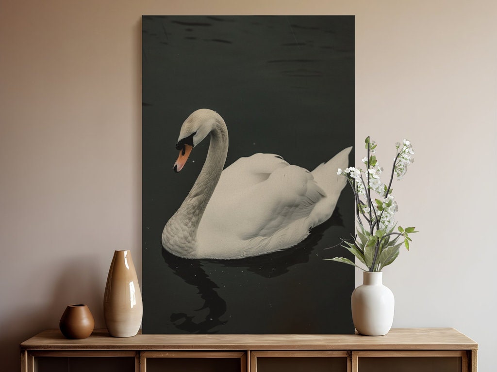 Black Lake Swan Moody Vintage Interactive Wall Art