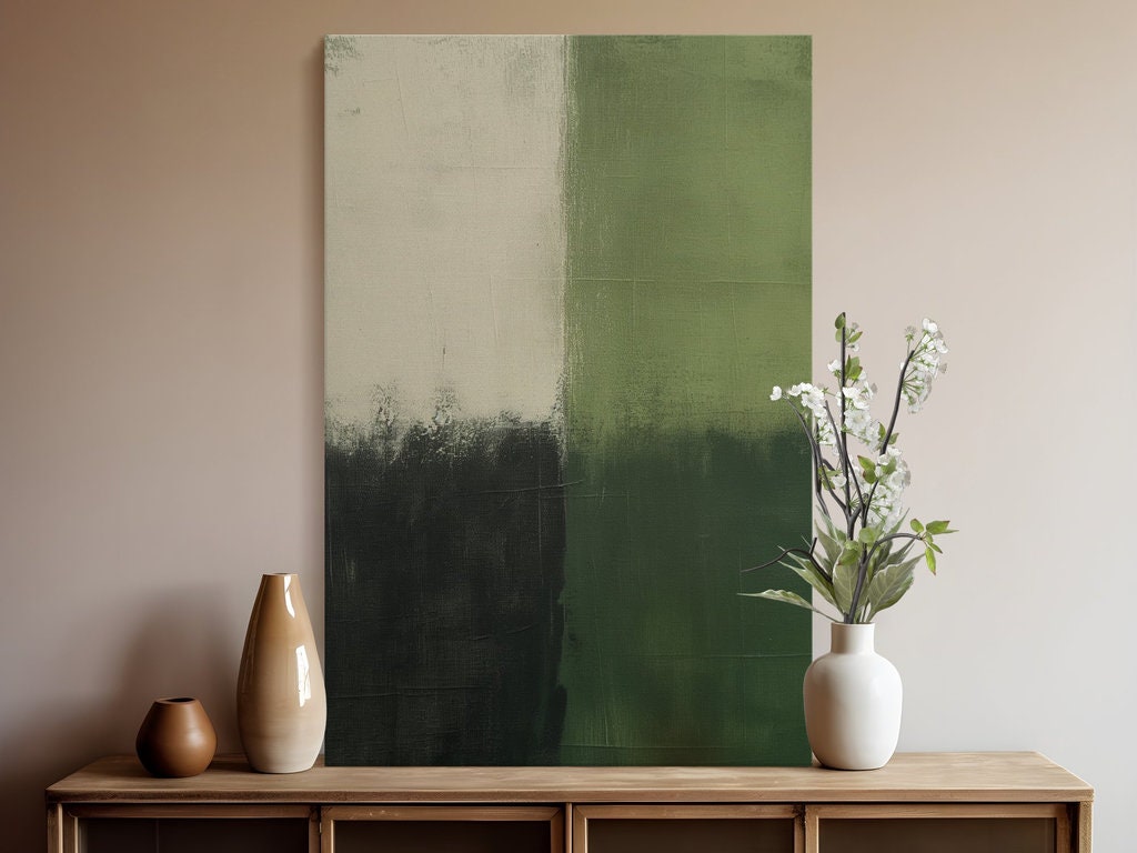 Sage Green Abstract Minimalist Green & Black Minimalist Interactive Wall Art