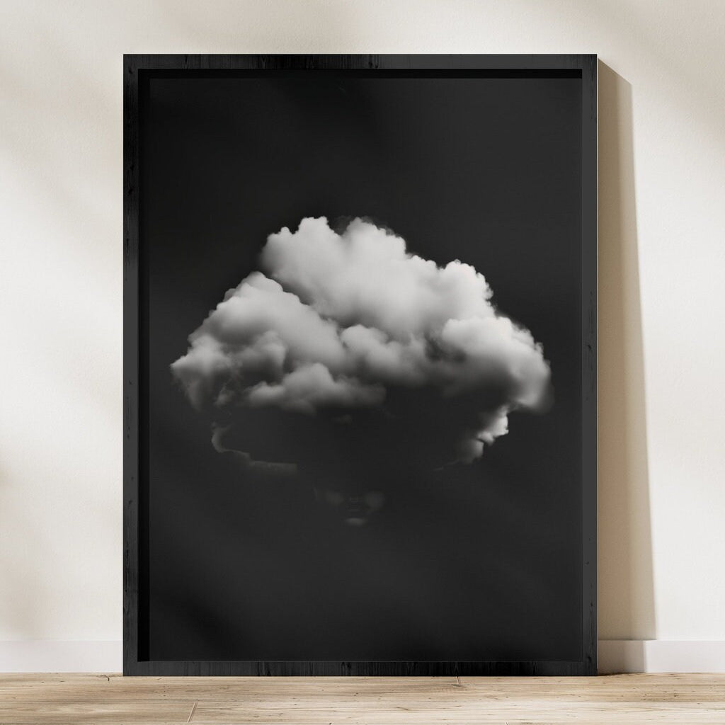 Black and White Cloud Surreal Interactive Wall Art