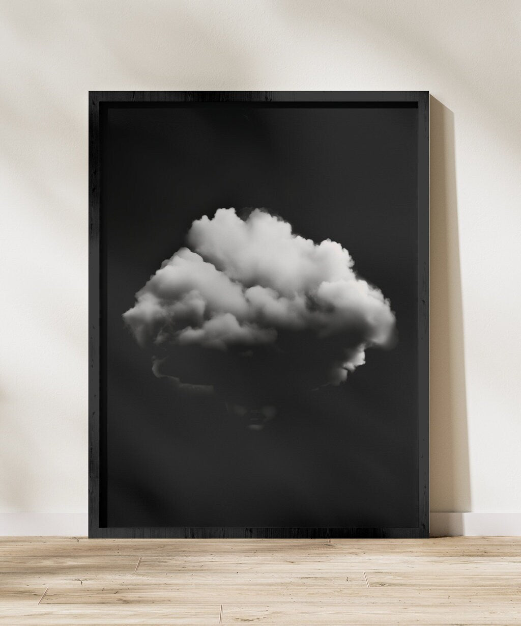 Black and White Cloud Surreal Interactive Wall Art