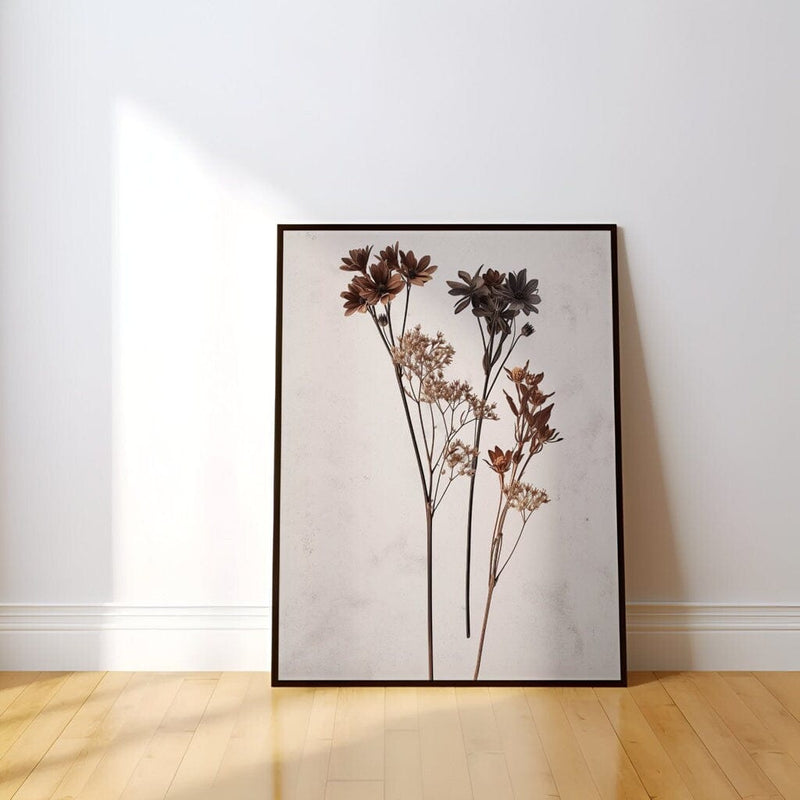 Dark Moody Botanical Art – Dried Wildflower Wall Art | Modern Farmhouse Decor