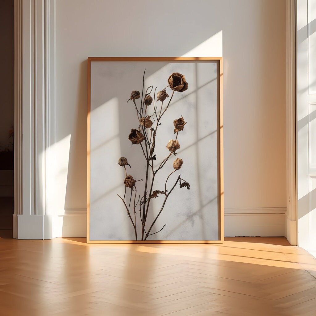 Eternal Elegance: Dark Moody Wildflower Botanical Art | Modern Farmhouse Wall Decor