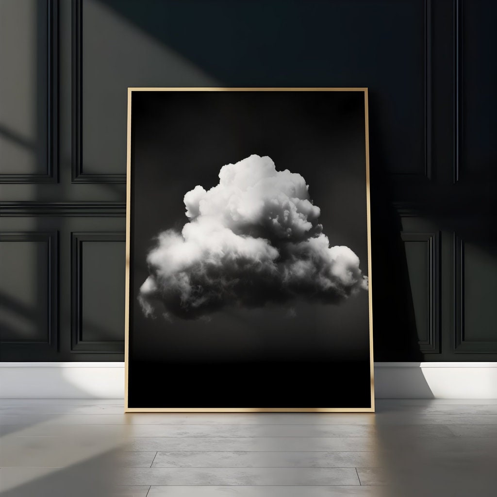 Black and White Cloud Surreal Interactive Wall Art