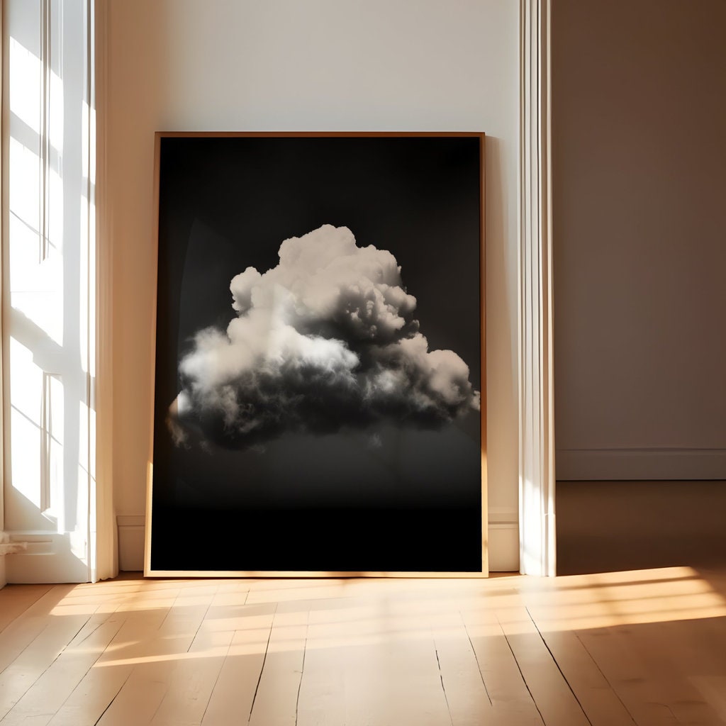 Black and White Cloud Surreal Interactive Wall Art