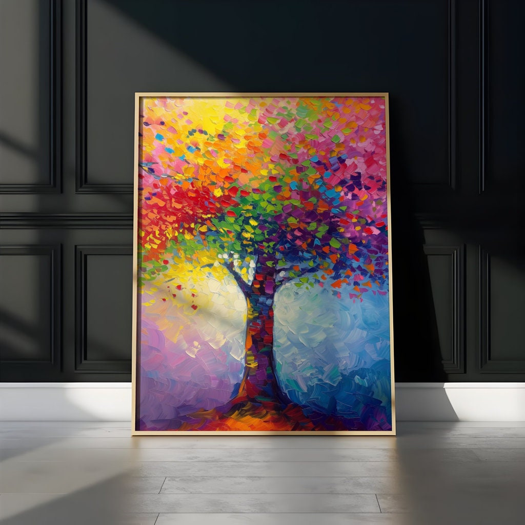 Colorful Tree Abstract Art Vibrant Interactive Wall Art