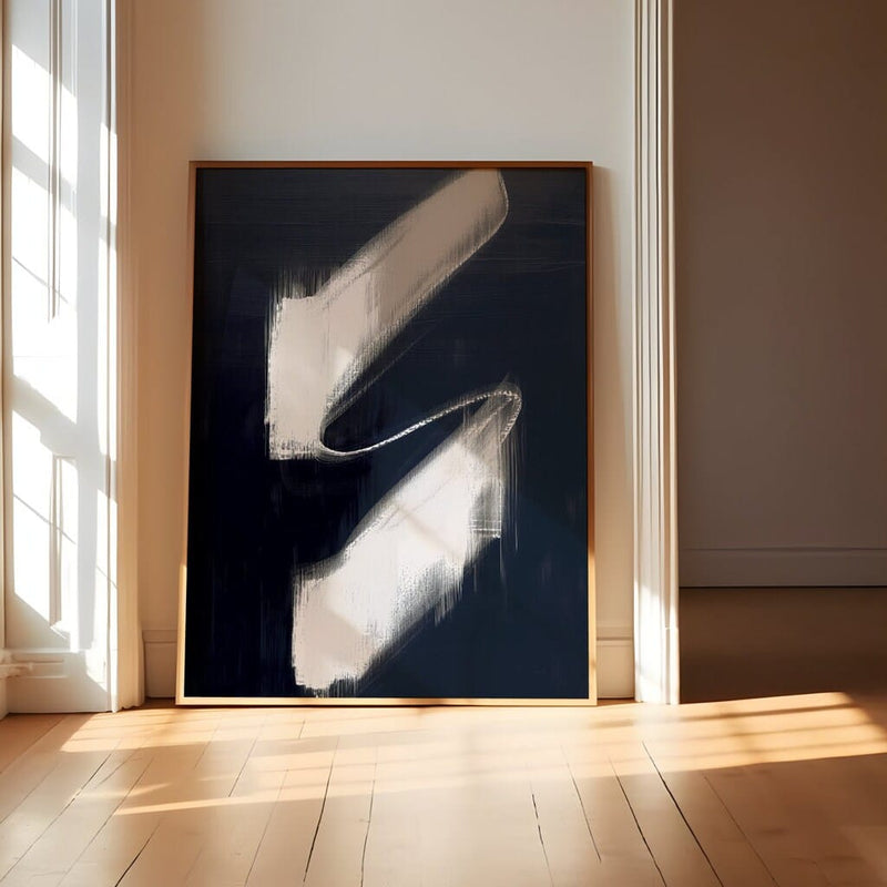 Minimalist Navy Blue Art – Modern Wall Decor | S-Shape Abstract Canvas Print