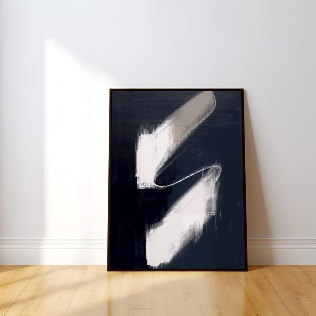 Navy Blue S-Shape Minimalist Modern Interactive Wall Art