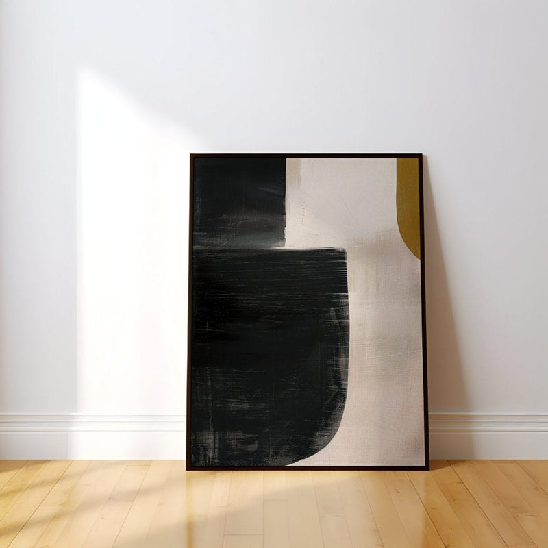 Modern Minimalist Wall Art – Elegant Abstract Canvas in Black, Beige & Gold | Sophisticated Decor