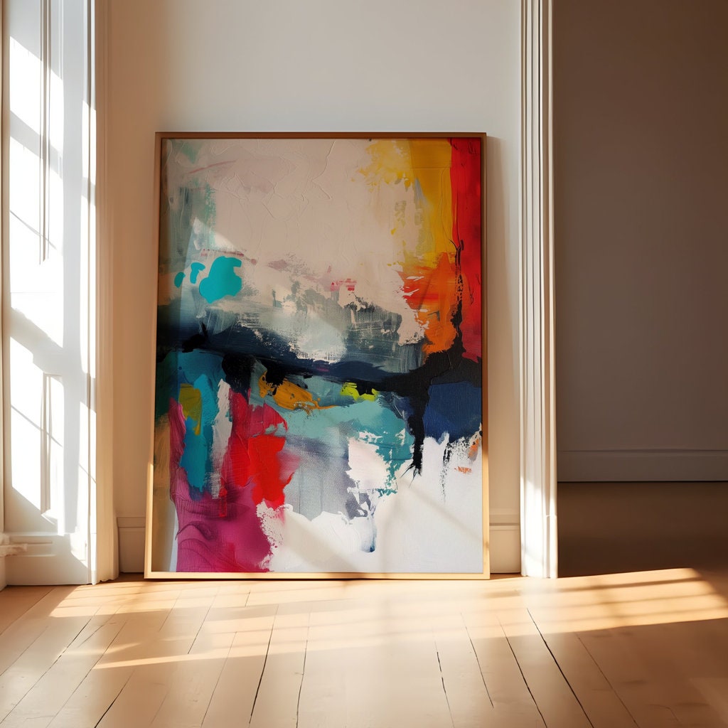 Colorful Reflections: Minimalist Water Mark Art | Modern & Serene Abstract Wall Decor