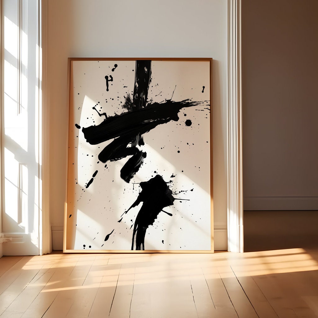 Black and White Splash Symbol Minimalist Modern Interactive Wall Art