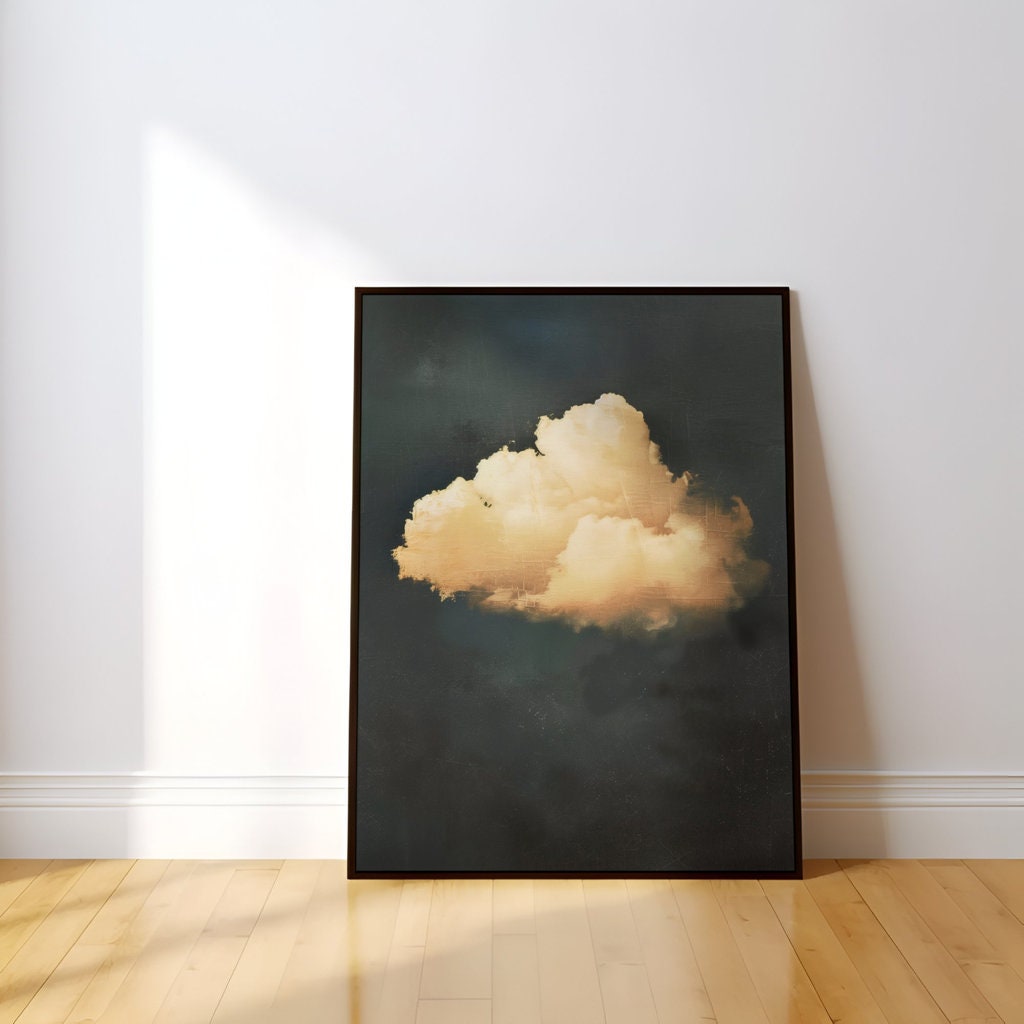 Lonely Cloud Wall Art Vintage Moody Art Interactive Wall Art