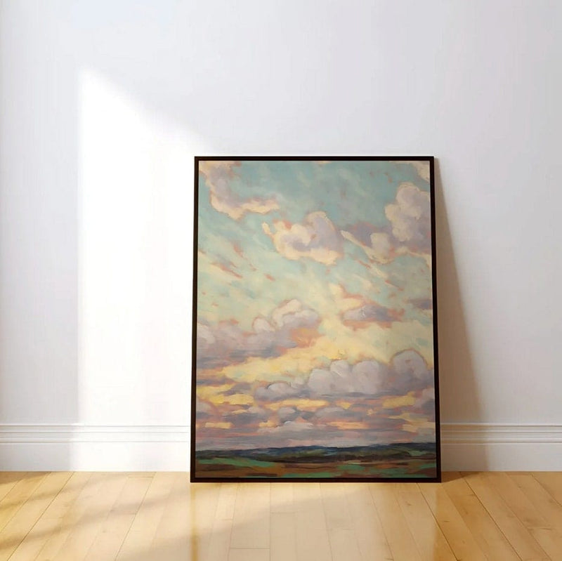 Colorful Clouds Art – Impressionist Wall Decor | Modern Farmhouse Canvas Wrap