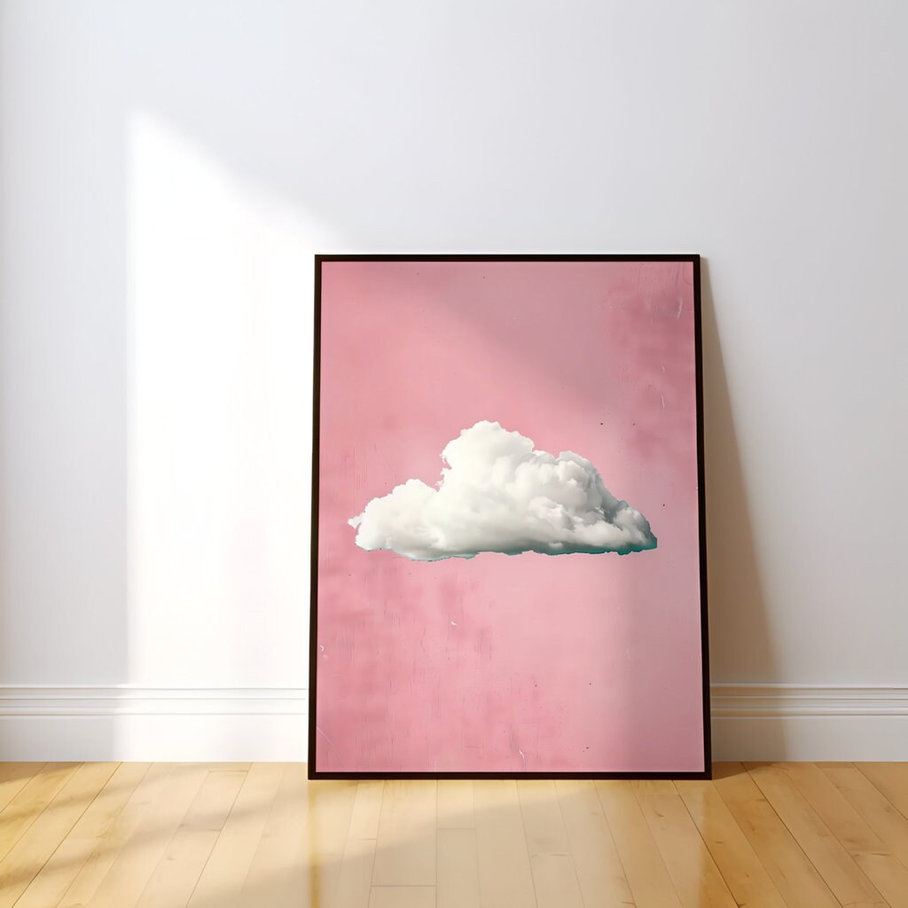 The Rosewater Sky: Pink Cloud Minimalist Art | Serene & Dreamy Wall Decor