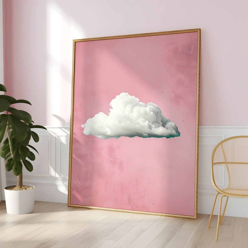 The Rosewater Sky: Pink Cloud Minimalist Art | Serene & Dreamy Wall Decor