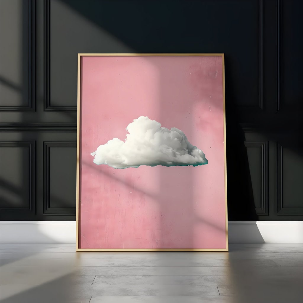 The Rosewater Sky: Pink Cloud Minimalist Art | Serene & Dreamy Wall Decor