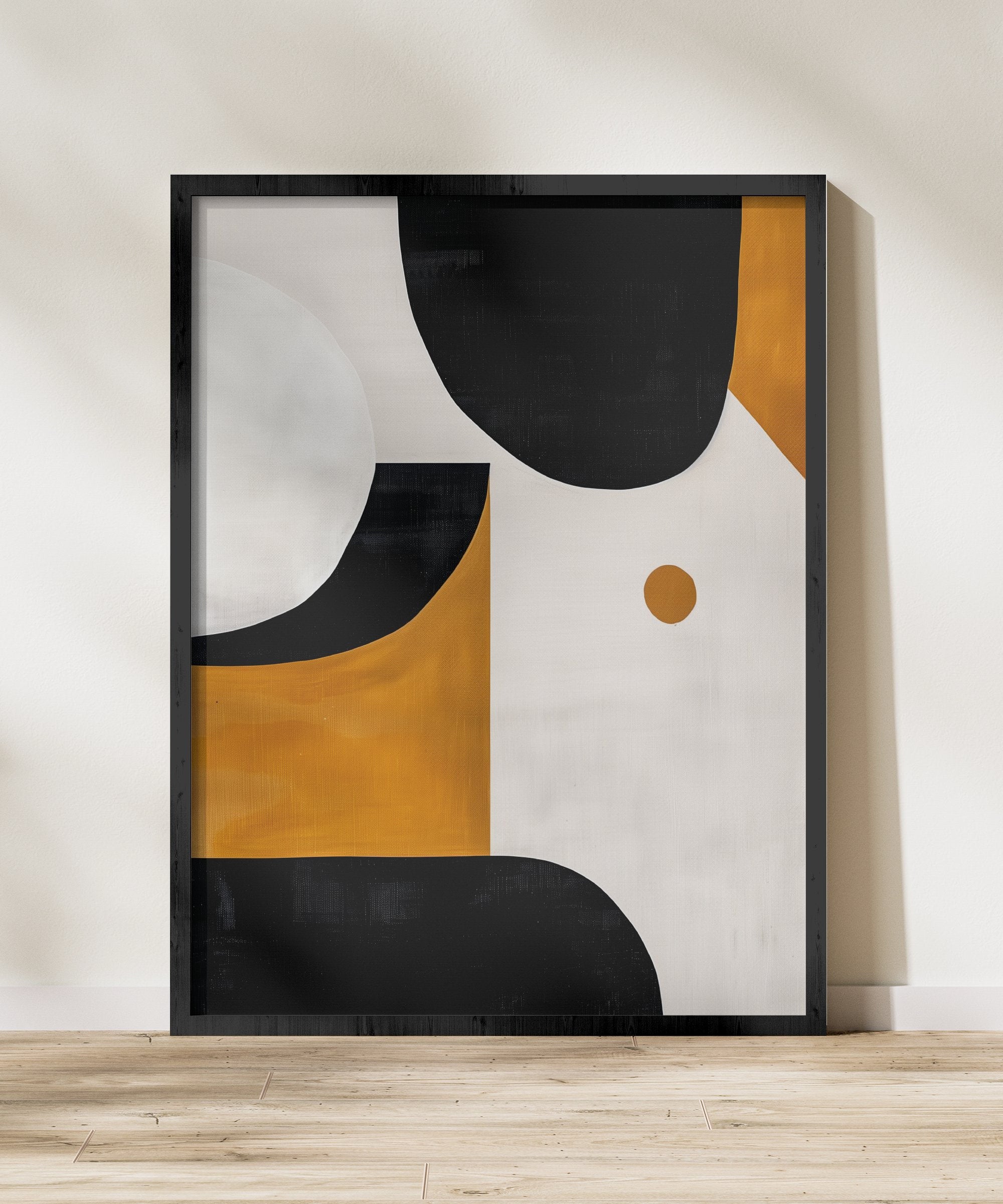 The Fulcrum: Modern Abstract in Black, White & Gold | Sophisticated & Dynamic Wall Decor
