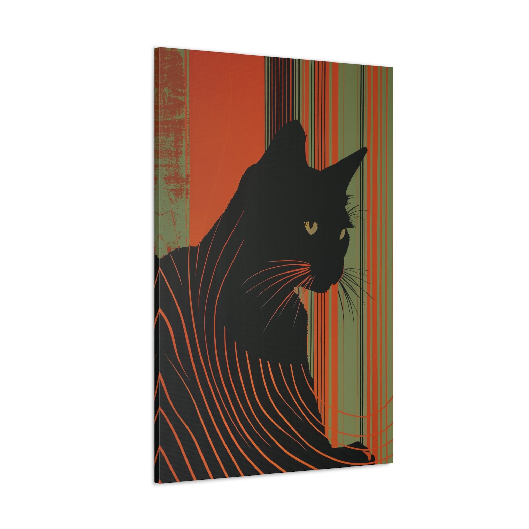 Contemplative Cat Black Shadow Interactive Wall Art