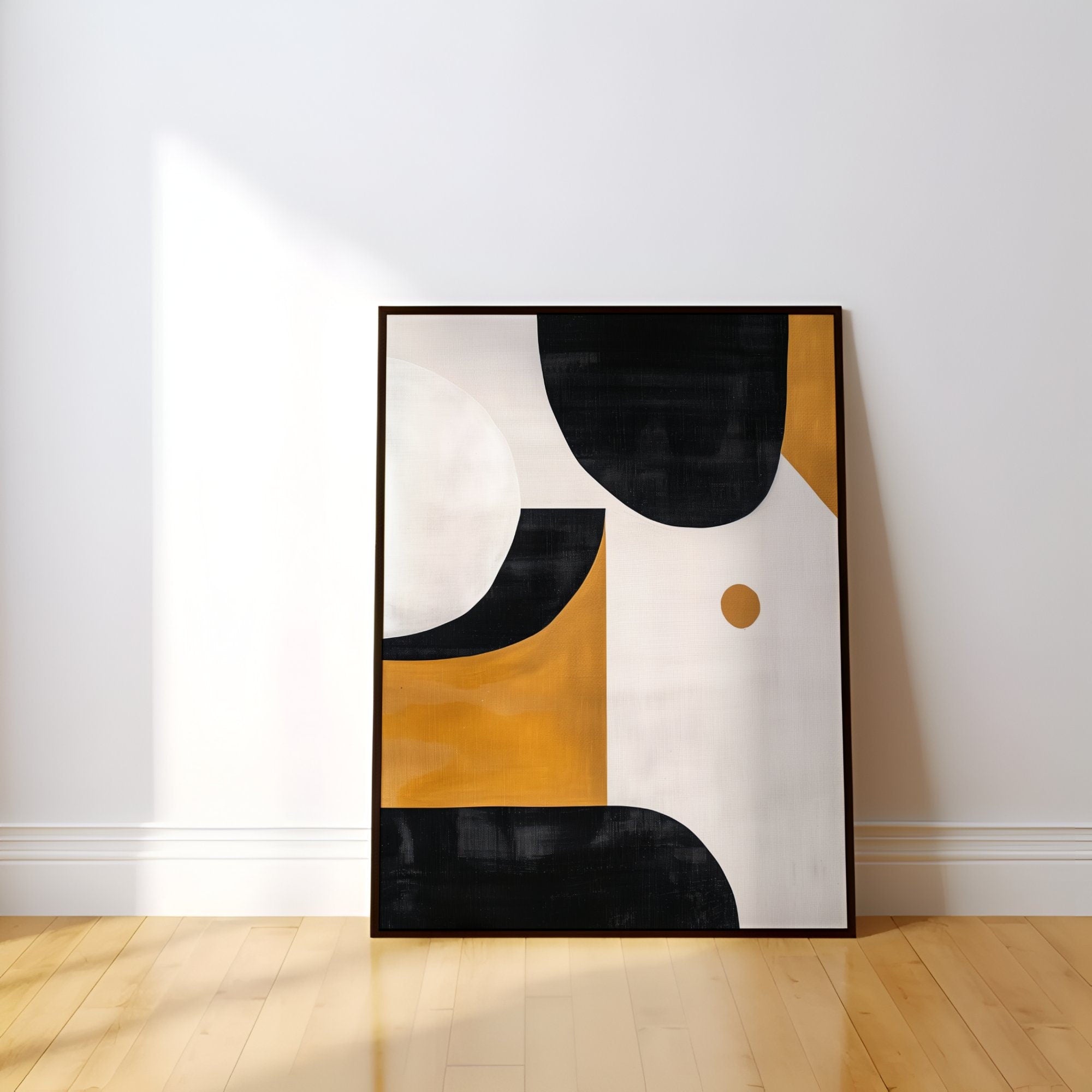 The Fulcrum: Modern Abstract in Black, White & Gold | Sophisticated & Dynamic Wall Decor