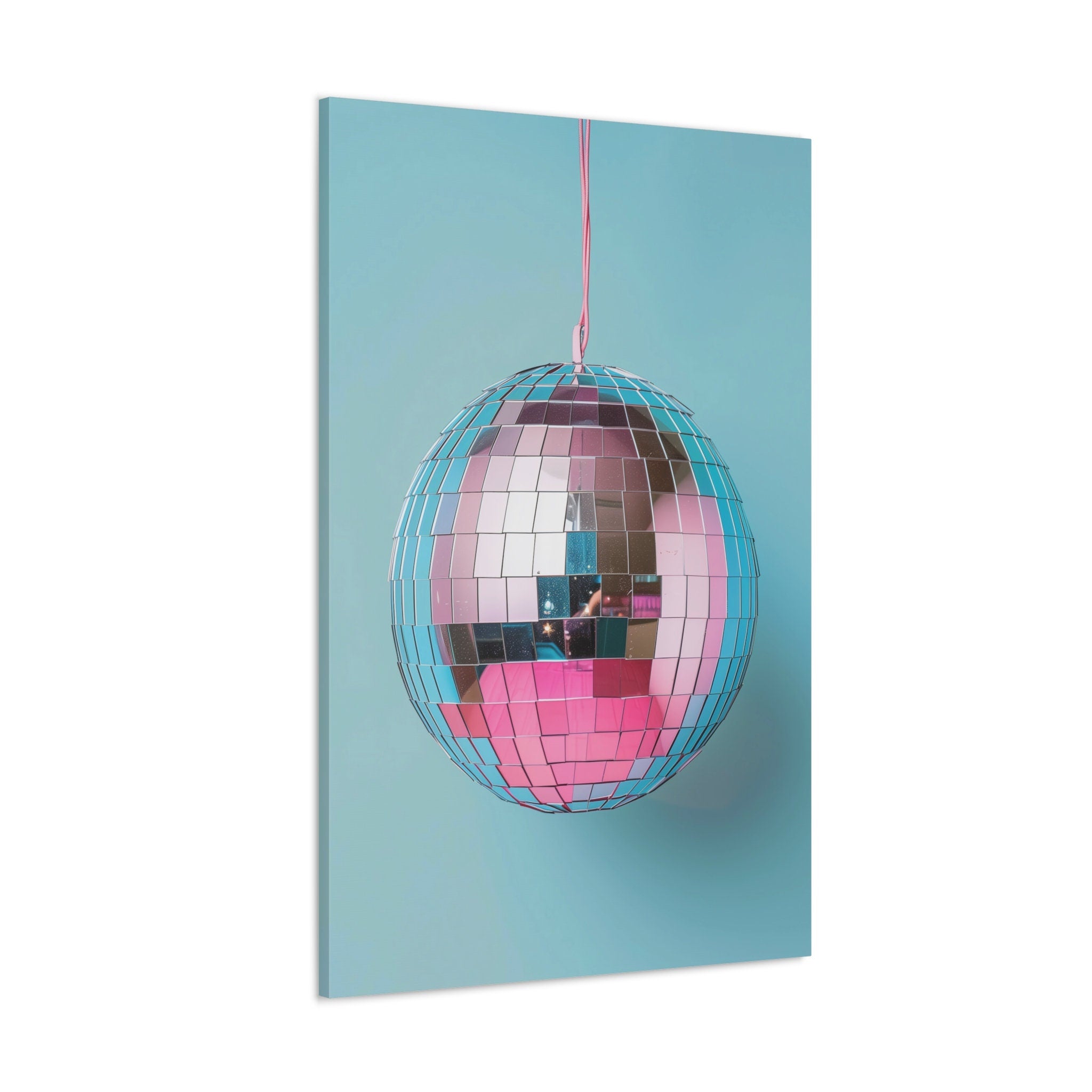 Disco Ball Art Retro Preppy Aesthetic in Trendy Pink Pastel Colors Interactive Wall Art