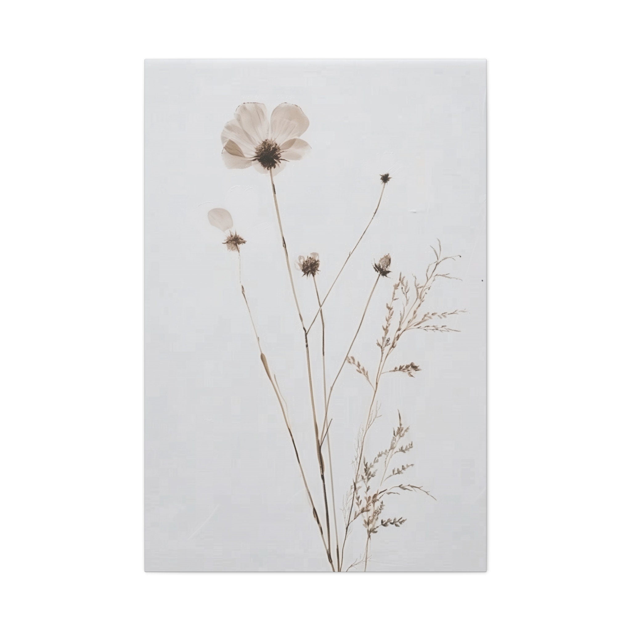 Floral Botanical Minimalist Wildflower Art in Neutral Tones Interactive Wall Art