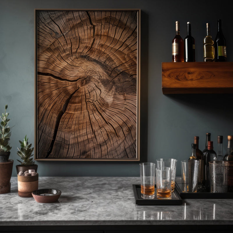 Weathered Wood Art | Abstract Tree Art Canvas Gallery Wrap - Rustic Wall Decor