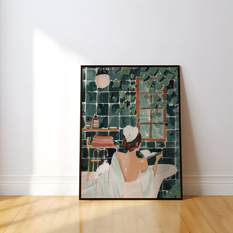 Watercolor Woman Bath Art – Elegant Serene Bathroom Wall Decor Print