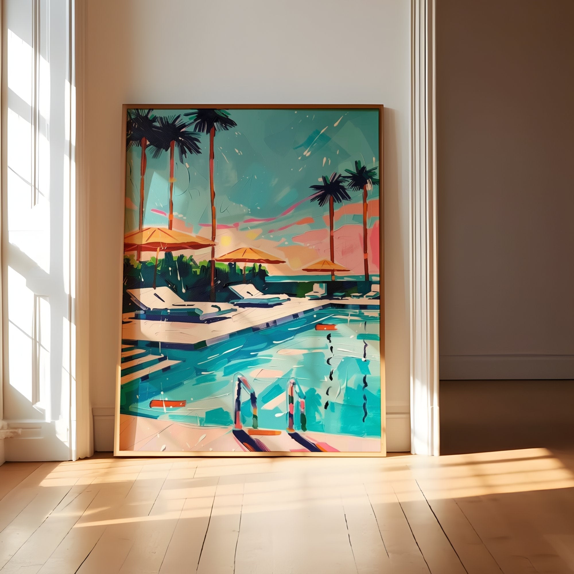 The Blue Oasis: Modern Vibrant Pool Art | Chic & Serene Summer Wall Decor