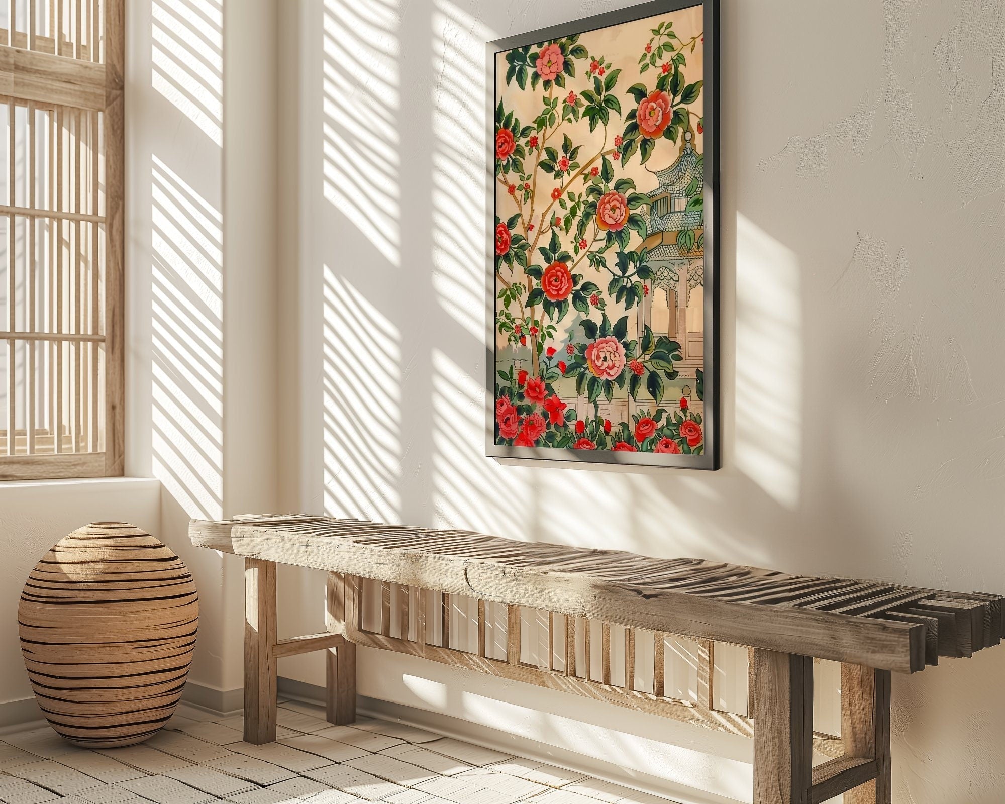The Divine Garden: Traditional Indian Pichwai Floral Art | Elegant & Cultural Wall Decor