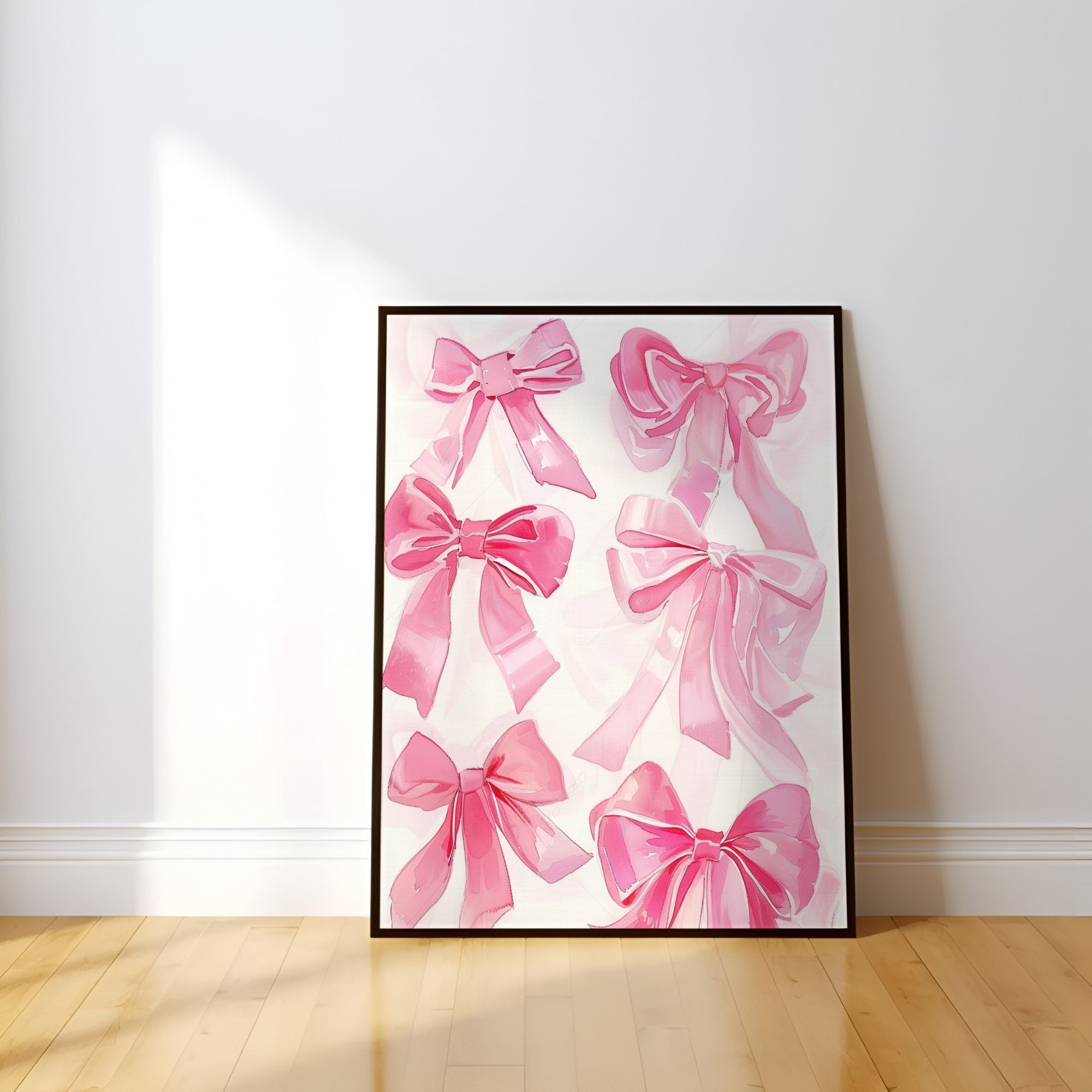 The Coquette: Trendy Pink Bows Watercolor Art | Chic Preppy & Girly Wall Decor