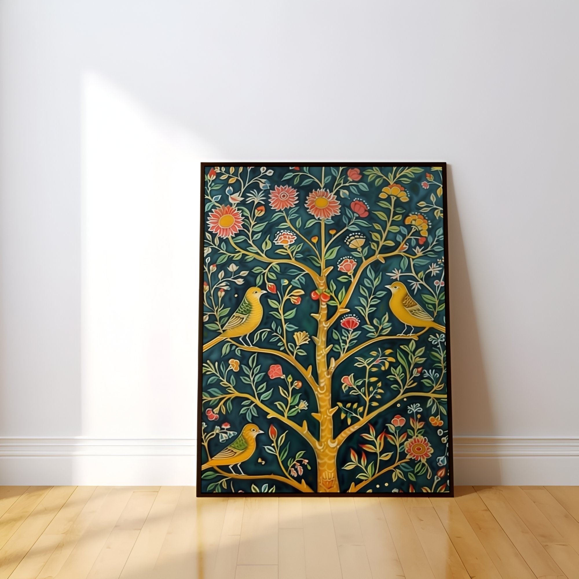 Maharani's Garden: Vintage Indian Floral Canvas Art | Elegant & Cultural Wall Decor
