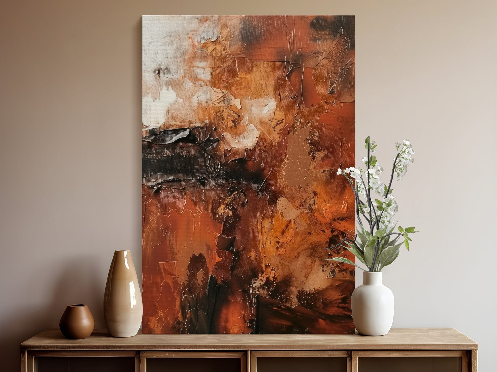 Original Rust & Auburn Abstract Interactive Wall Art