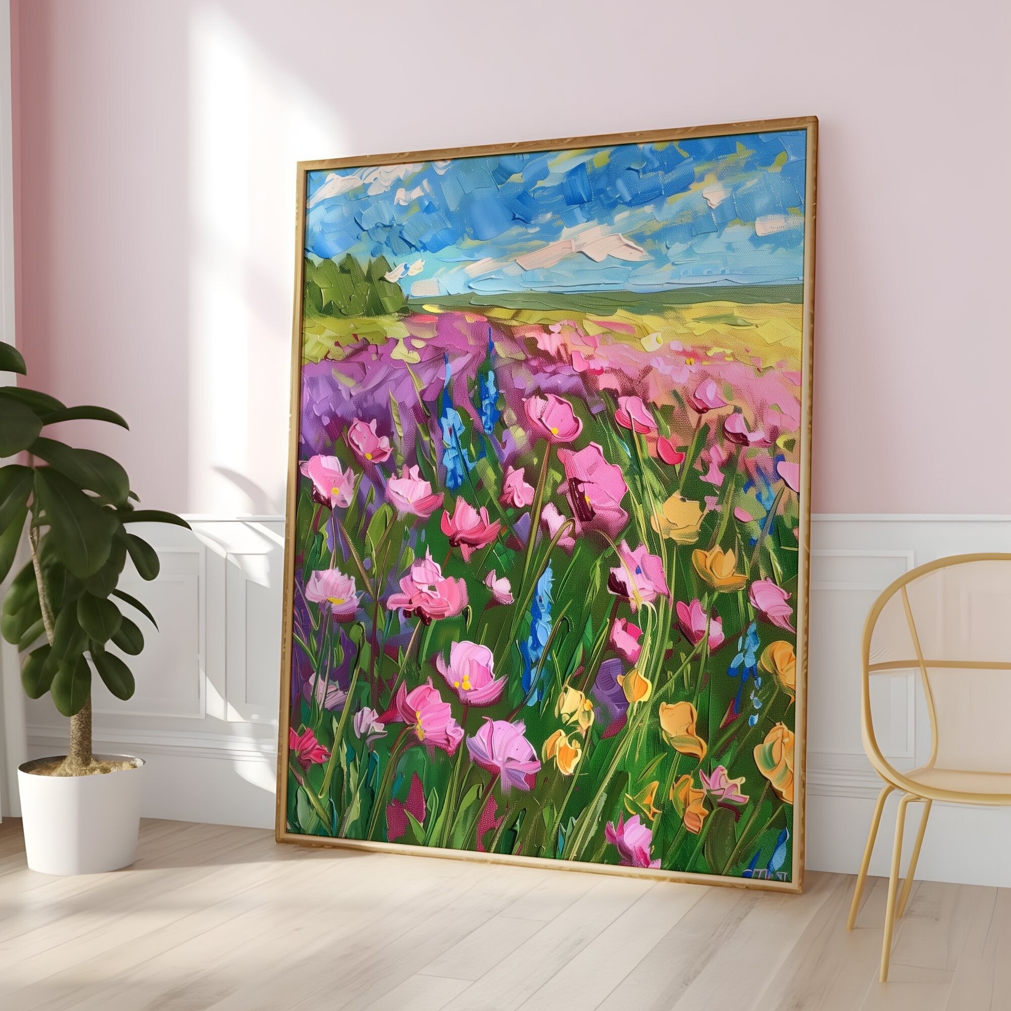 Spring's Abundance: Vibrant Impressionist Flower Garden | Joyful & Colorful Floral Art
