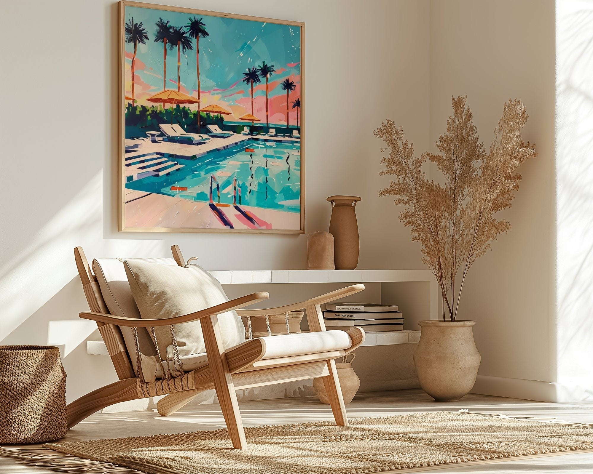 The Blue Oasis: Modern Vibrant Pool Art | Chic & Serene Summer Wall Decor