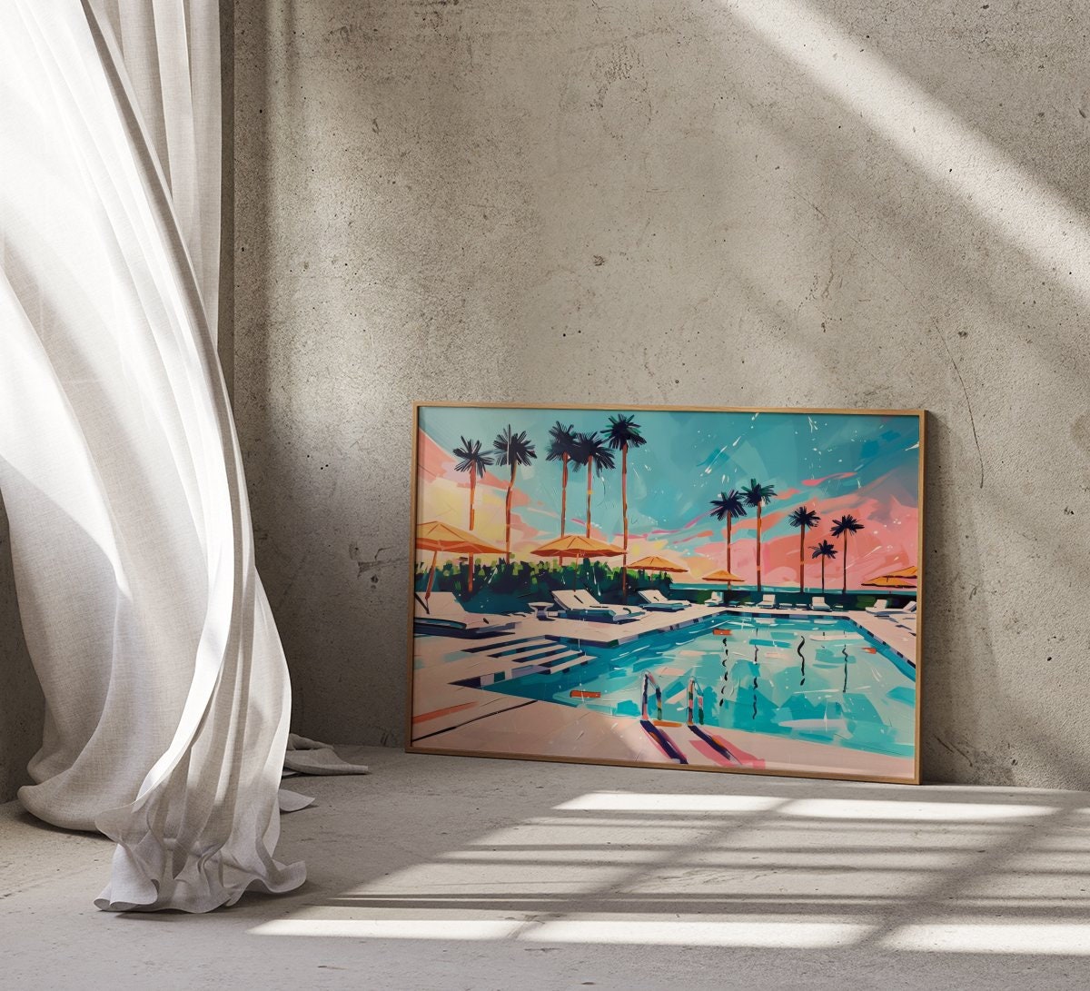 The Blue Oasis: Modern Vibrant Pool Art | Chic & Serene Summer Wall Decor