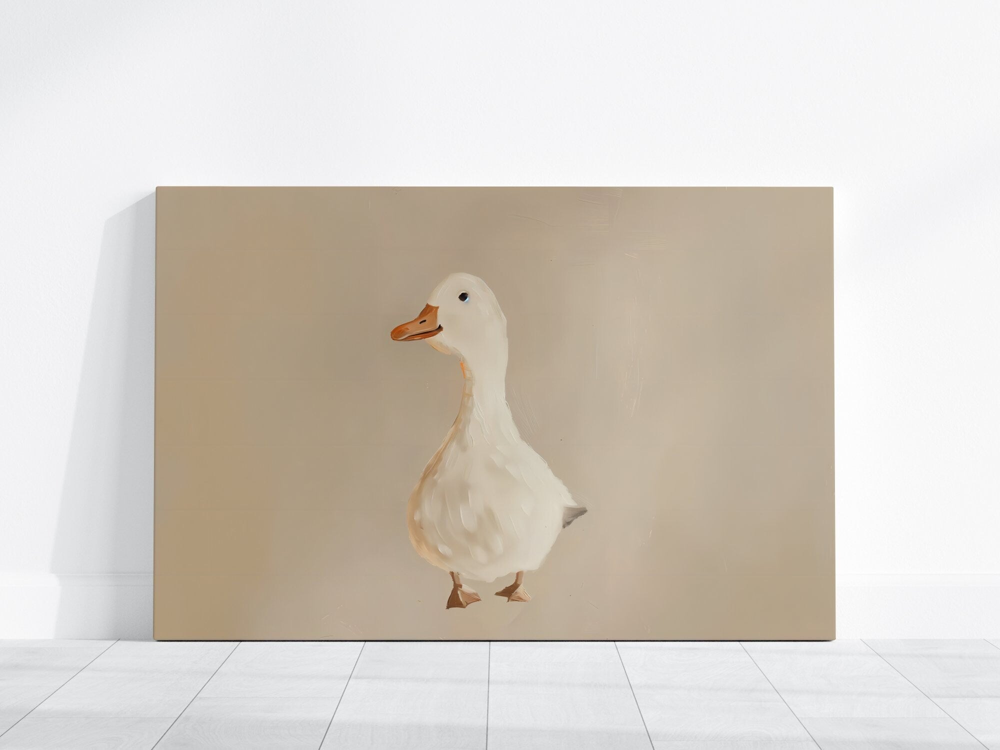 The Little Goose: Whimsical Farm Animal Art for Beige Nursery | Cute & Playful Wall Decor