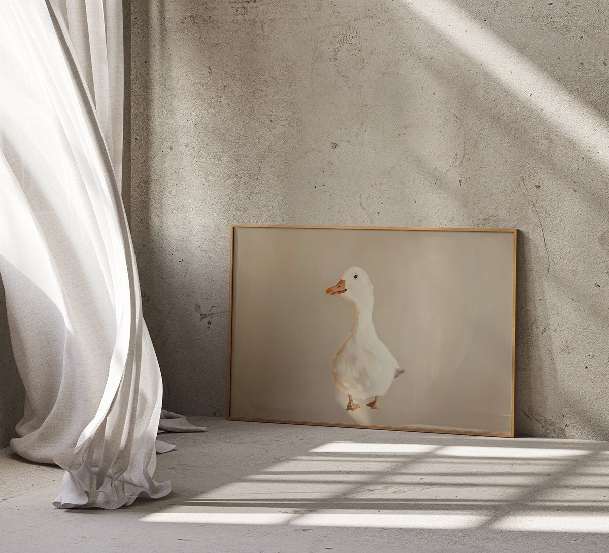 The Little Goose: Whimsical Farm Animal Art for Beige Nursery | Cute & Playful Wall Decor